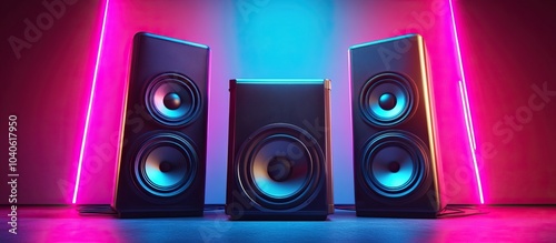 Three Speakers in a Neon Light