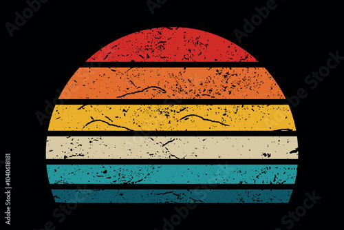 Photography Vintage sunset logo or t shirt vector template, 80's style background for your p