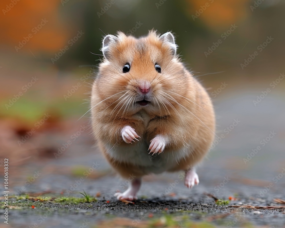 Hamster running against the background of nature Hamster running against the background of nature