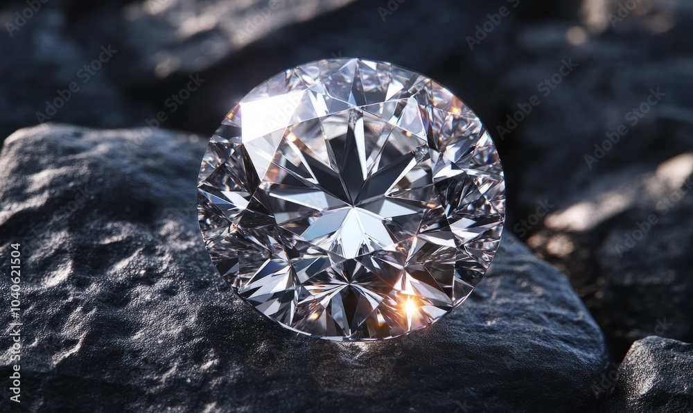 Large brilliant diamond sparkling on dark background Large brilliant diamond sparkling on dark background