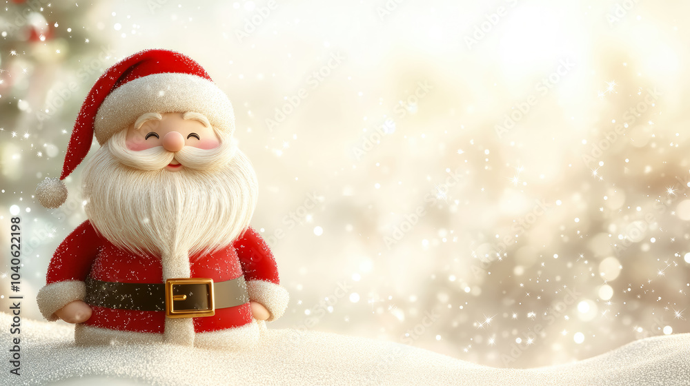 Christmas winter background with Santa Claus on soft snow. Merry christmas and happy new year, with copy space for text Christmas winter background with Santa Claus on soft snow. Merry christmas and happy new year, with copy space for text