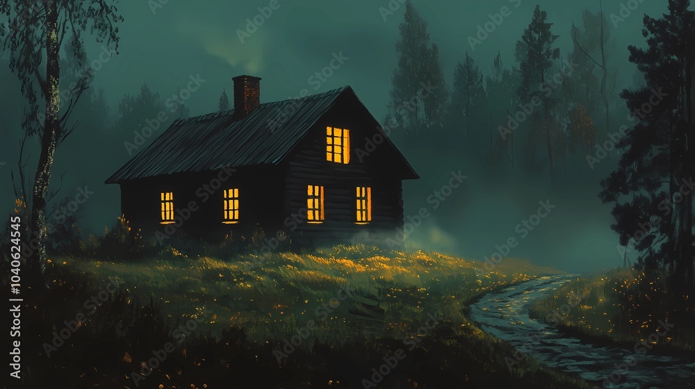 Autumn village in the mist, with golden fall foliage and fog-shrouded houses, perfect for calm and reflective countryside scenes. Autumn village in the mist, with golden fall foliage and fog-shrouded houses, perfect for calm and reflective countryside scenes.