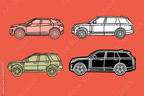 Hand drawn car outline vector image. Vehicle art.