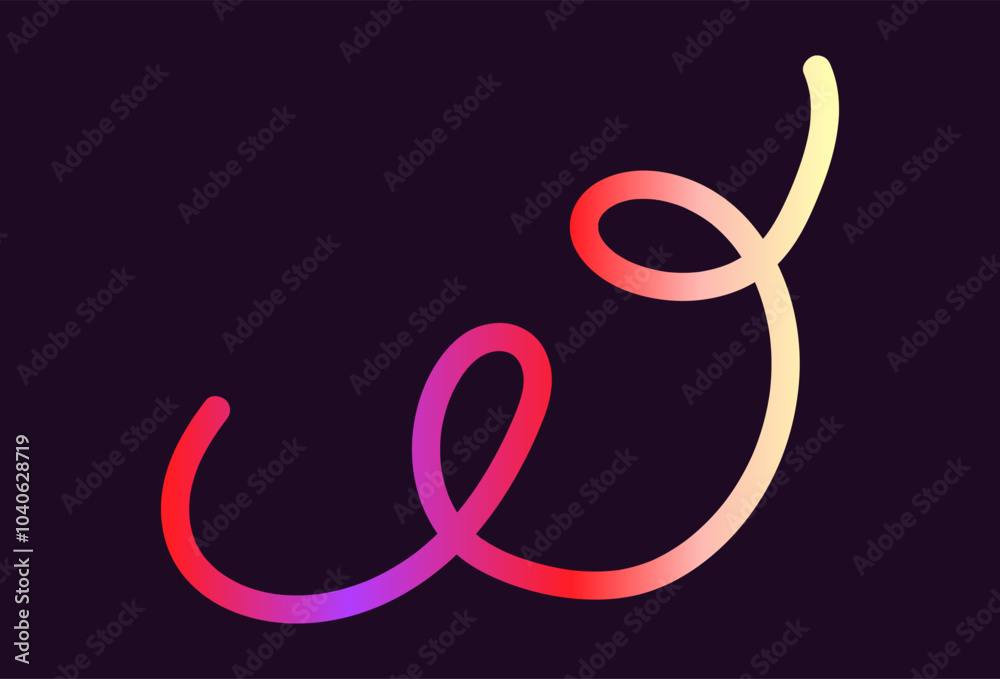 Fototapeta premium Neon Color Gradient squiggle lines. Scribble stripe with wavy elements. Abstract organic dynamic colorful Sshapes on dark background.