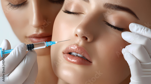 Woman receiving an injection from a nurse