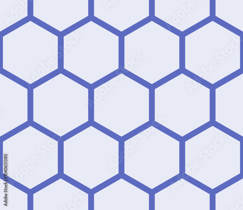 Geometric pattern. Indigo color on matching background. Plain hexagon grid with bold cells. Large hexagons. Seamless pattern. Tileable vector illustration.