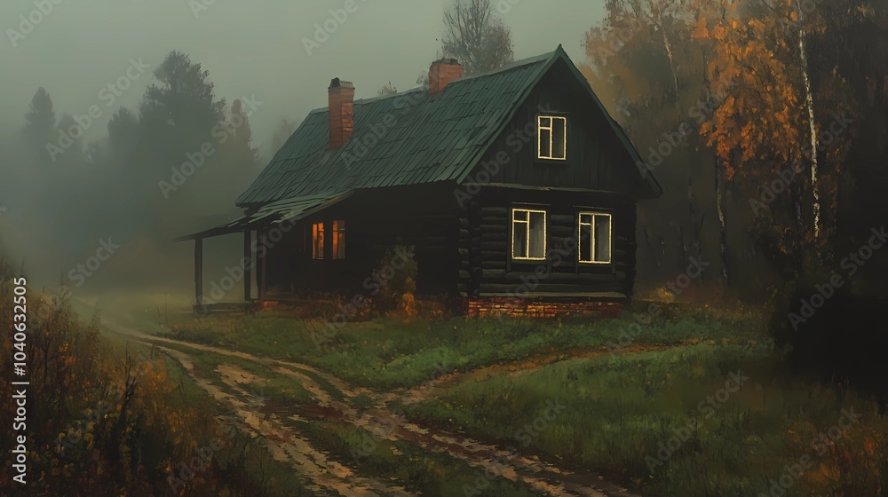 Foggy autumn village with colorful fall trees and misty houses, creating a peaceful and serene seasonal landscape perfect for nature visuals. Foggy autumn village with colorful fall trees and misty houses, creating a peaceful and serene seasonal landscape perfect for nature visuals.