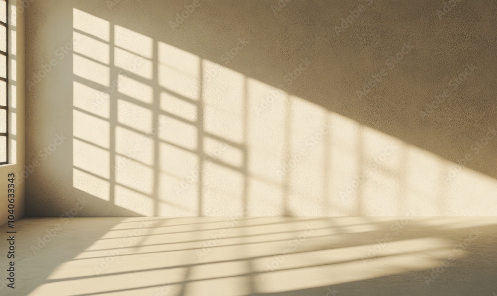 Abstract beige studio wall background for product presentation. Geometrical shadows on wall for modern minimalist mockup backdrop. Empty room with a light on the wall from the window Abstract beige studio wall background for product presentation. Geometrical shadows on wall for modern minimalist mockup backdrop. Empty room with a light on the wall from the window