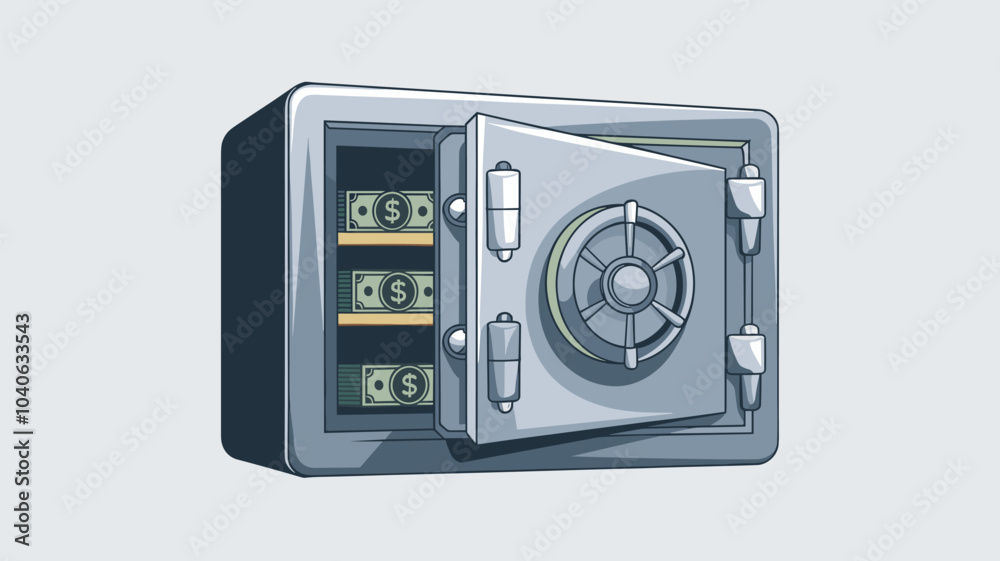 Vector safe box set for money with open, closed door. 3d deposit steel vault icon with locker security. Isolated cartoon metal storage for treasure on white background with secret code combination. Vector safe box set for money with open, closed door. 3d deposit steel vault icon with locker security. Isolated cartoon metal storage for treasure on white background with secret code combination.