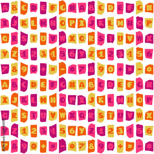 Alphabet on white background different colors font set isolated 