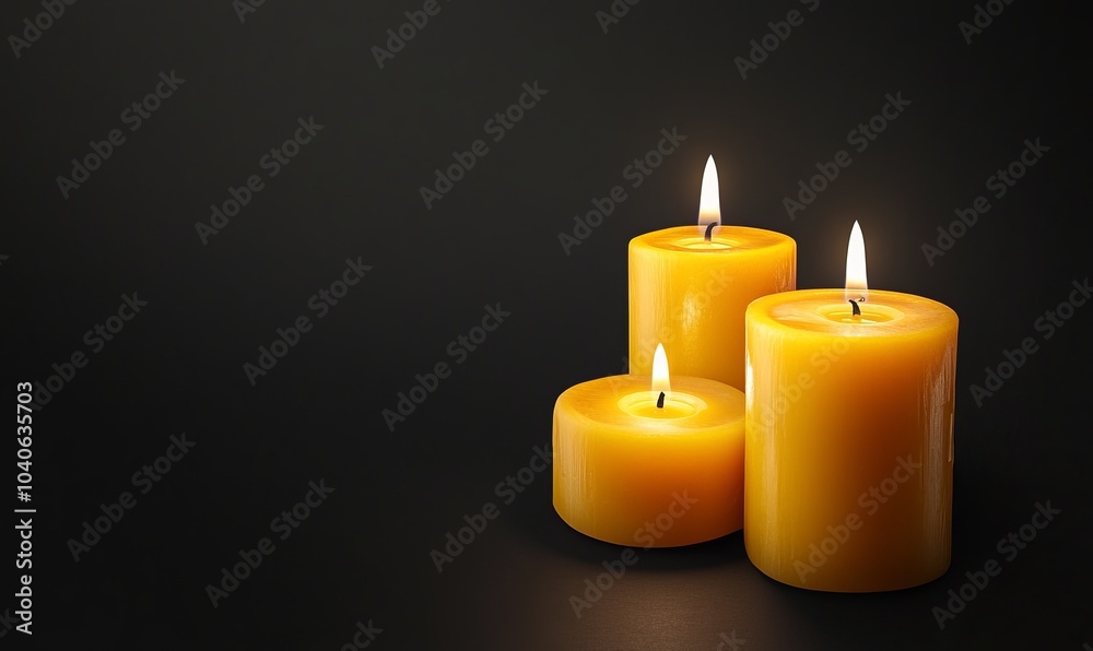 An image of candle light illustration on black background presentation template