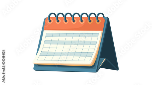 Calendar mockup with blank pages and spiral. Desktop vertical paper calender mock up front and side view isolated on white background. Agenda, almanac template. Realistic 3d vector illustration, set
