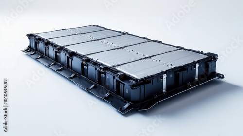 A detailed view of a high-performance electric car battery pack, with advanced cooling and energy storage technologies, Electric vehicle technology style