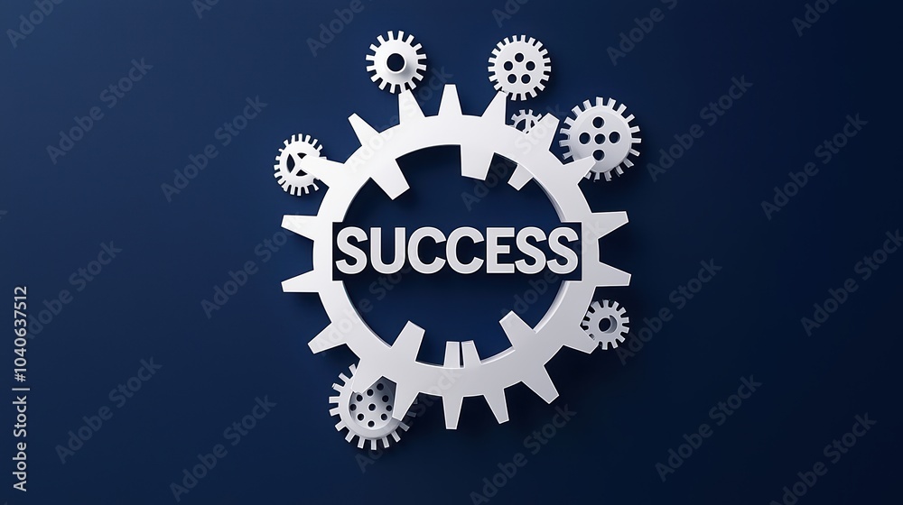 Success concept with gear mechanisms on a dark blue background. Success concept with gear mechanisms on a dark blue background.