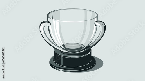 Glass award mockup with empty transparent plate on base. Realistic vector illustration set of crystal trophy for sport competition or business achievement and recognition prize. Acrylic winner cup.