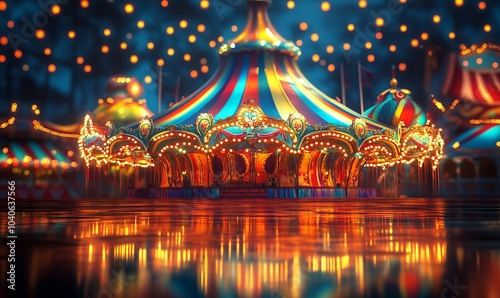 beautiful colorful circus, glowing and shiny