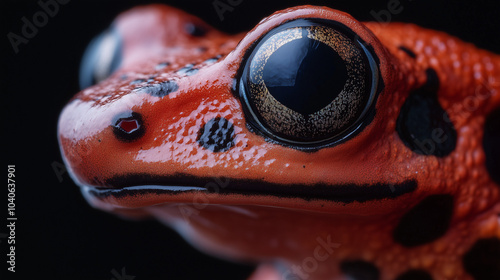 Strawberry poison-dart frog, Oophaga pumilio from the tropical rain forest of Costa Rica macro shot 8k photo