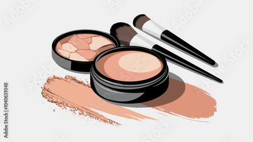 Dry powder, skin foundation smears, eye shadows brush strokes broken texture. Beauty make up cosmetics product swatch, smudge trace samples isolated on transparent background. Realistic 3d vector set