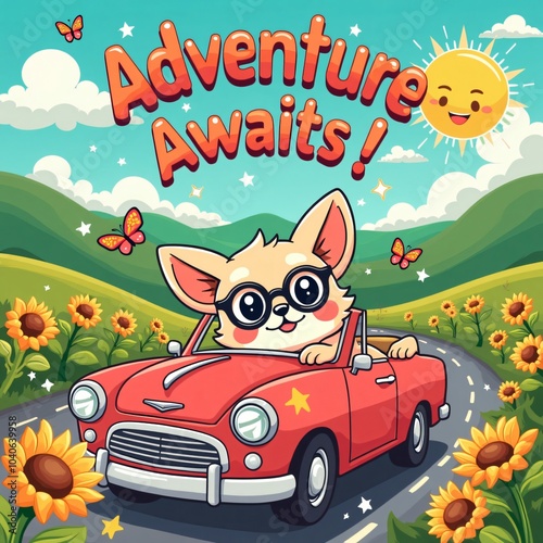 Kawaii Dog Road Trip Adventure Awaits Design