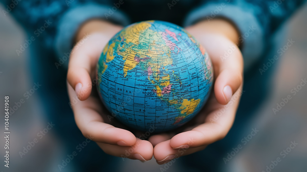 Human hands holding blue earth, save earth concept Human hands holding blue earth, save earth concept
