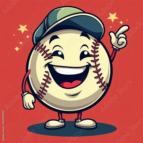 Smiling Baseball Cartoon Character Design