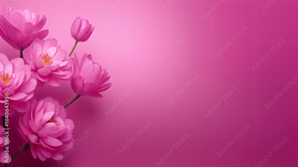 Fototapeta premium pink flowers on a pink background