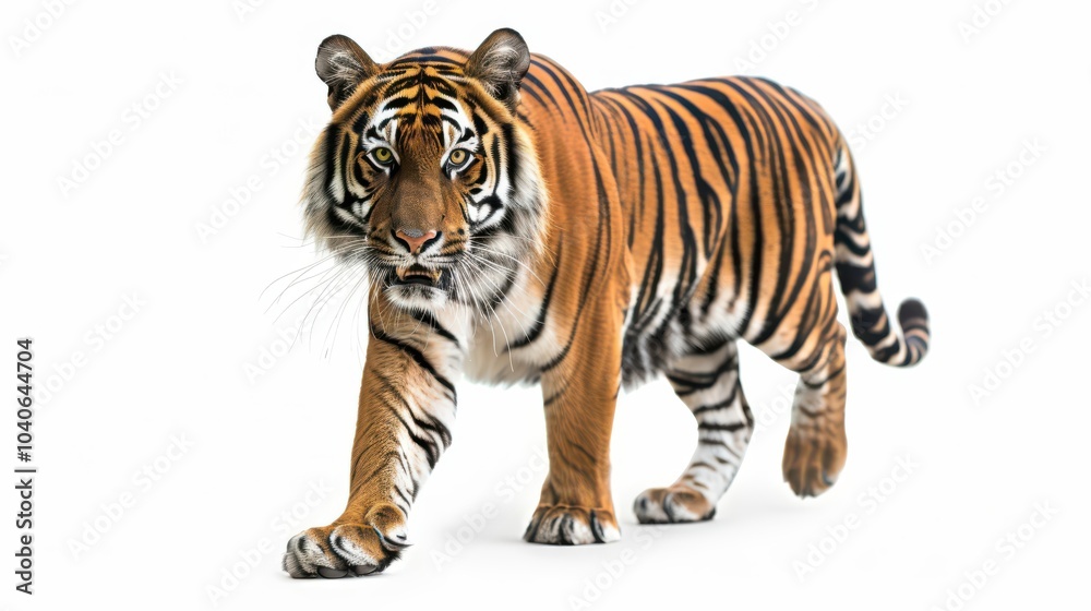 prowling tiger. A powerful image of a tiger in motion, its fierce gaze highlighted by a clean, light background. prowling tiger. A powerful image of a tiger in motion, its fierce gaze highlighted by a clean, light background.