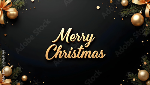 Merry Christmas - Wallpaper with black and gold decoration pattern vol6