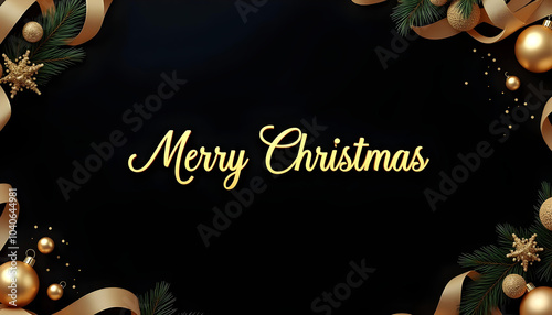 Merry Christmas - Wallpaper with black and gold decoration pattern vol3 photo