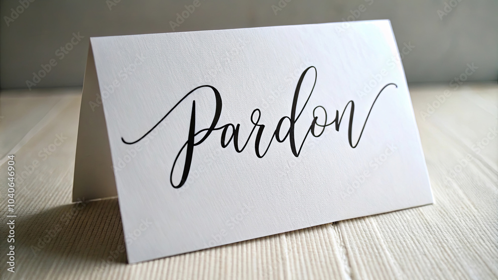 Clean Minimalist Design with Bold Pardon in Black on White Clean Minimalist Design with Bold Pardon in Black on White