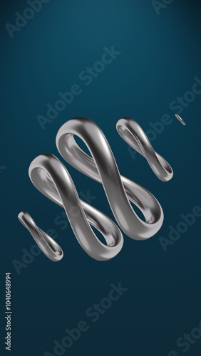 3D abstract background, silver circles dynamic moving geometry, 3D spiral, 3D circles, 