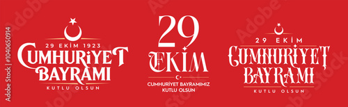29 ekim Cumhuriyet Bayramı kutlu olsun tipografi logo seti.Translation: 29 october Republic Day Turkey and the National Day, typography logo set.