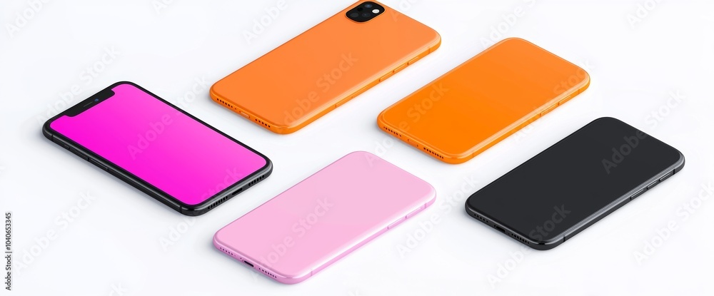 Photograph of a new model mobile phone or smartphone isolated against a white background Photograph of a new model mobile phone or smartphone isolated against a white background