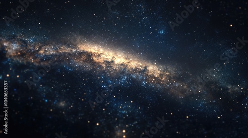 3D cartoon visualization of a galaxy cosmos and the Milky Way against a dark sky