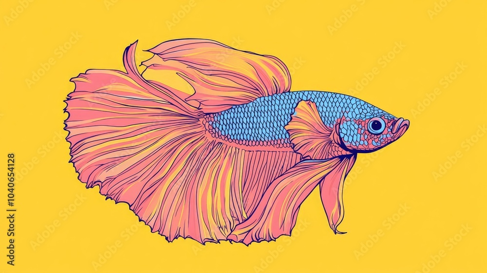 Fototapeta premium Red Siamese Fighting Fish Double Tail Halfmoon Betta Fish Betta Splendens
