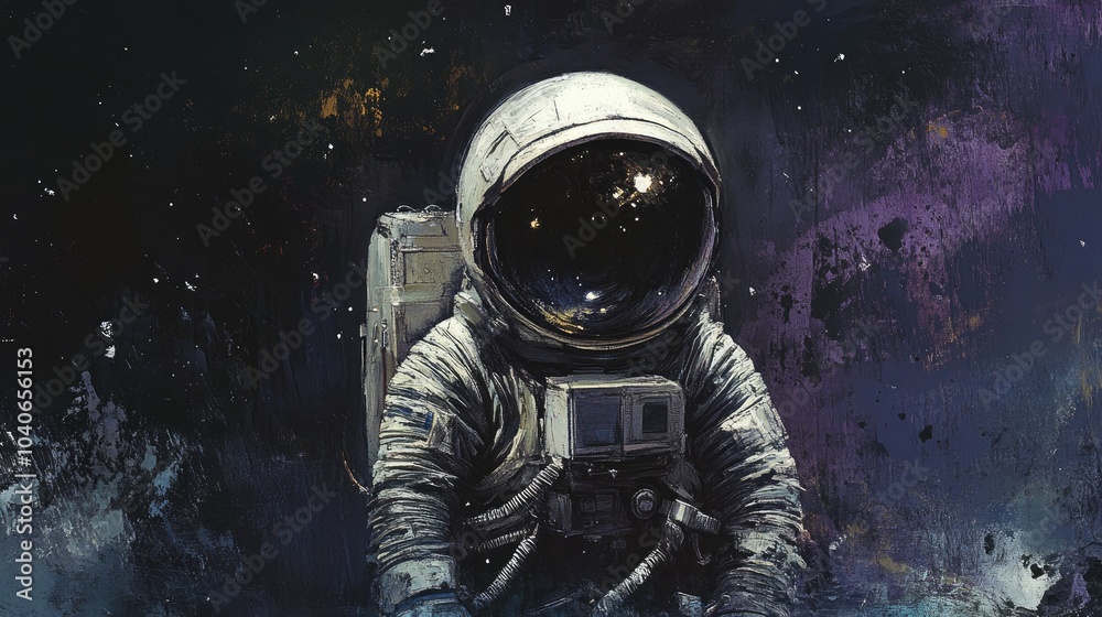 Astronaut in a dark setting Mixed media artwork Astronaut in a dark setting Mixed media artwork