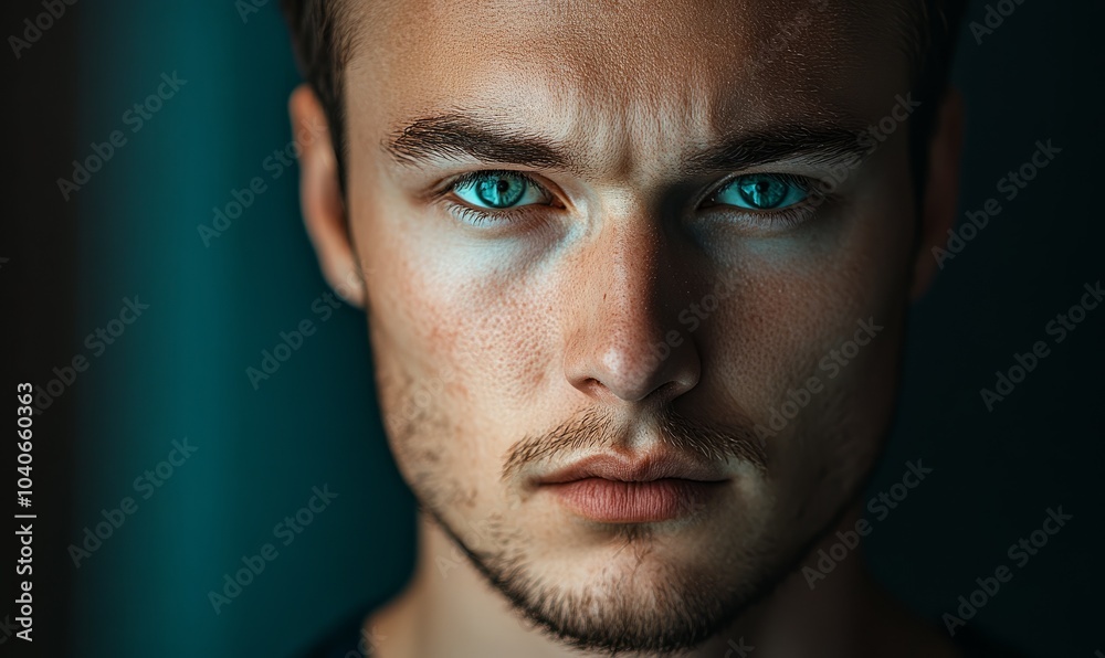 Obraz premium Half turned photo portrait of serious focused concentrated thoug