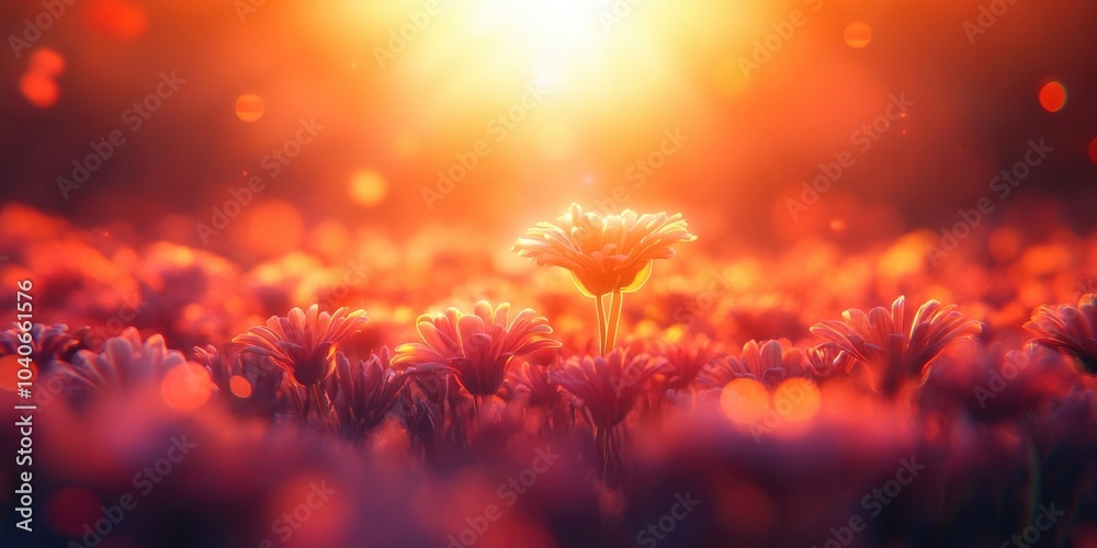 Obraz premium Blooming flowers under bright sunlight, Blooming flowers in sunlight