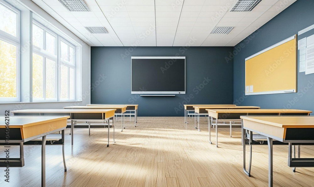 a classroom with a modern design without students a classroom with a modern design without students