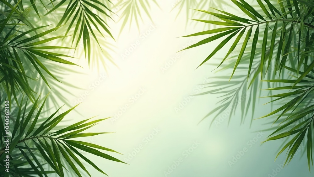Fresh tropical bamboo palm leaves creating a light and airy atmosphere Fresh tropical bamboo palm leaves creating a light and airy atmosphere