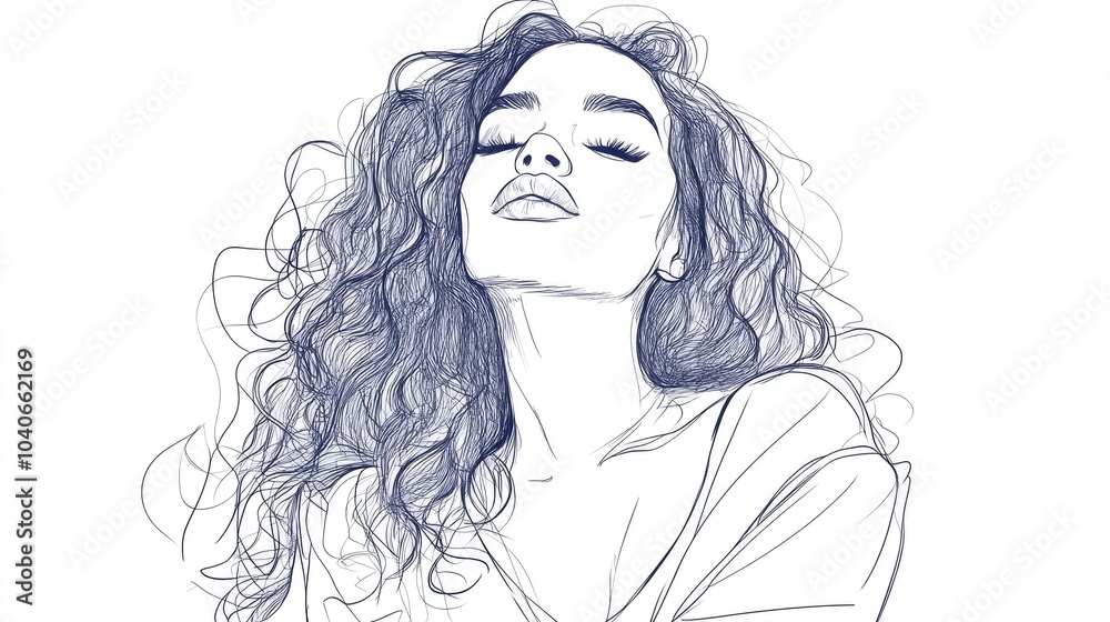 Continuous single line doodle of a curvy young woman showcasing beauty and body positivity Hand drawn contour illustration on a white background Continuous single line doodle of a curvy young woman showcasing beauty and body positivity Hand drawn contour illustration on a white background