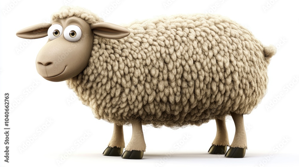 Fototapeta premium Humorous cartoon depiction of a sheep