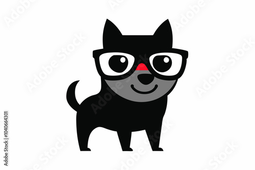 Cute cool dog wearing black glasses mascot cartoon vector illustration.on white