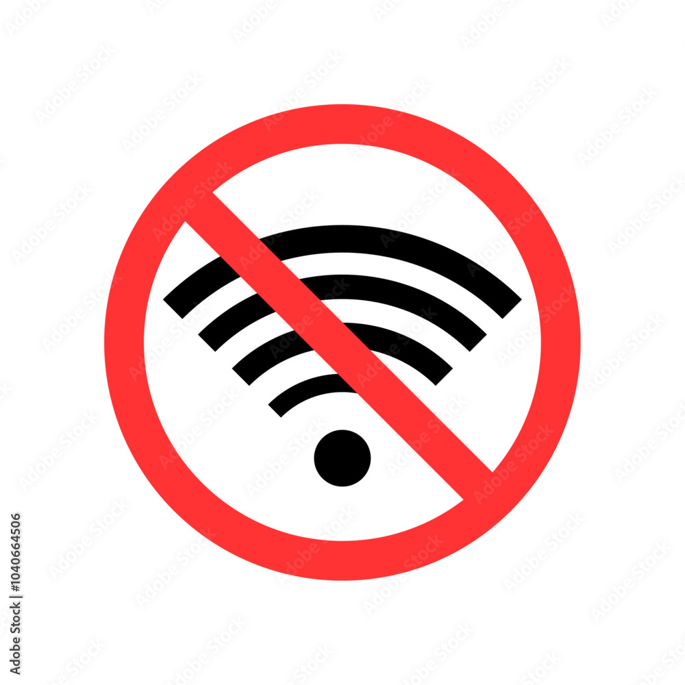 No wifi Vector sign isolated on white background. Vector icon wifi connection forbidden circle with red crossed out line No wifi Vector sign isolated on white background. Vector icon wifi connection forbidden circle with red crossed out line