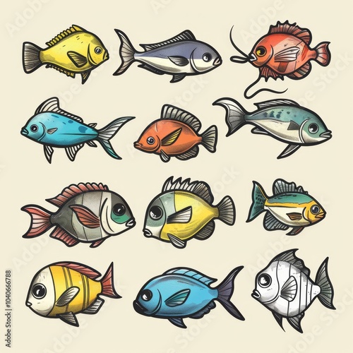 Fish flat icon, mackerel shape, minimal fishing symbol, tuna silhouette, salmon sign, color fish