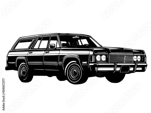 retro  classic car , station wagon car vector illustration