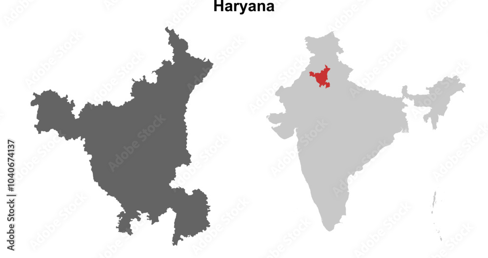 Fototapeta premium Haryana state outline map set