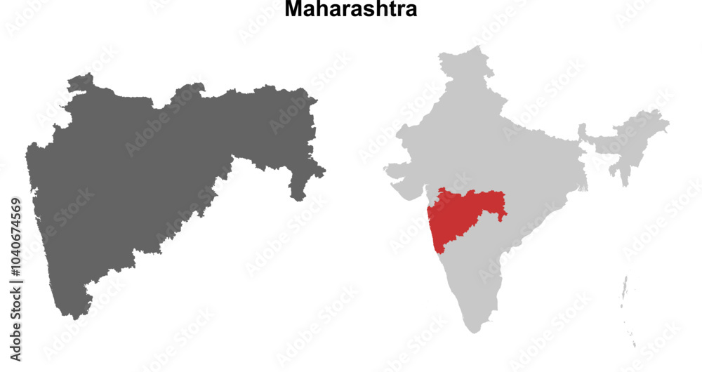 Naklejka premium Maharashtra state outline map set