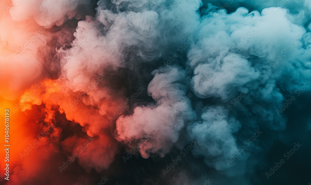 A cloud of smoke is shooting out of a fire, creating a sense of chaos A cloud of smoke is shooting out of a fire, creating a sense of chaos