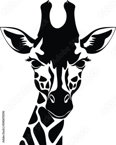 Black silhouette of giraffe head photo